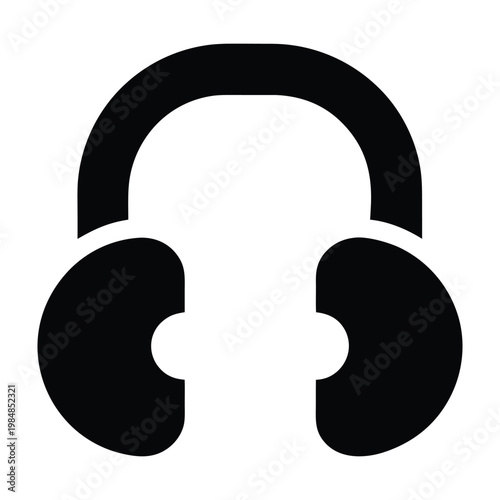 simple-noise-canceling-earmuffs-silhouette-sensory isolated on White Background