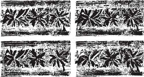 abstract black and white floral print pattern with vintage distressed texture design