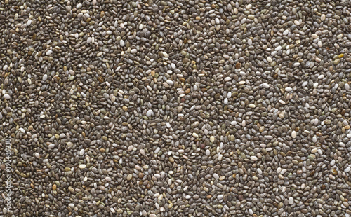 Background of chia seeds, top view