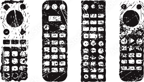 vintage tv remote controls set old fashioned buttons and dials with worn textures retro electronic device collection