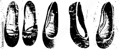 Women's leather ballet flats pair isolated on white background, fashion casual footwear