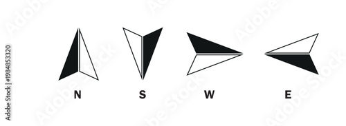 North, South, West, East icon. Compass icon. Direction symbol. N,S,W,E direction compass sign png and vectorillustration on transprant background
