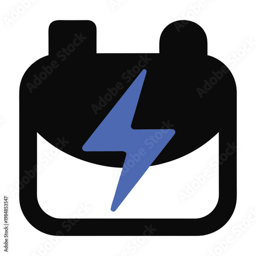 Simple battery charging icon with a lightning bolt. isolated on White Background