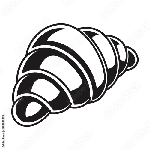 Simple vector of a French croissant, minimalist line art style. isolated on White Background
