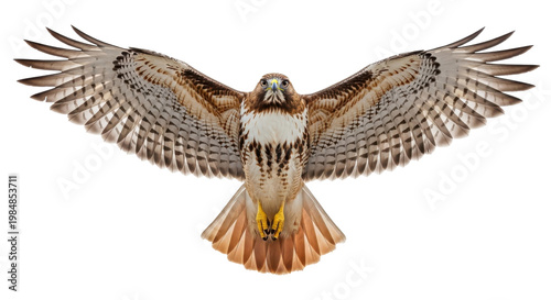 A majestic bird of prey soars through the air with outstretched wings