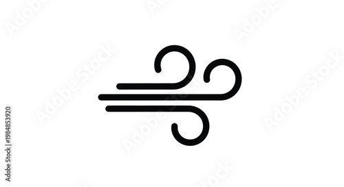 Simple black icon depicting wind currents and atmospheric motion