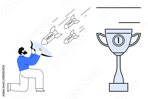 Cybersecurity concept. Cybersecurity shields systems from DDoS attacks ensuring uninterrupted success. Cybersecurity is vital for data protection, system resilience, and digital stability. Use in IT