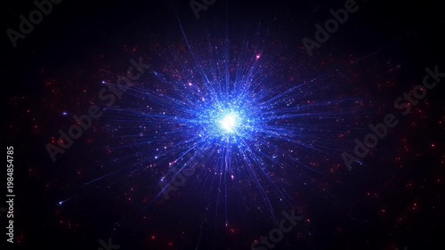 Abstract blue light explosion with cosmic dust and nebulas