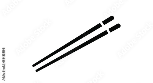 A simple black and white illustration of a pair of chopsticks
