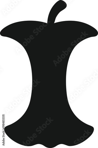 Minimalist apple core silhouette vector illustration