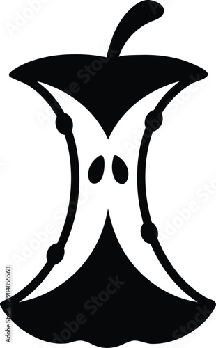 Stylized apple core silhouette vector illustration