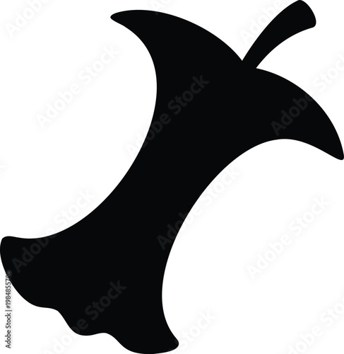 Apple core silhouette vector illustration black and white