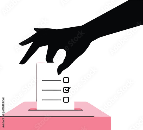 Hand putting vote in ballot box.