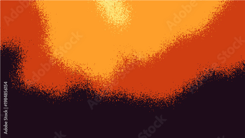 Vector Abstract sunburst with textured effect evoking warmth and intensity in shades of orange and dark backdrop.