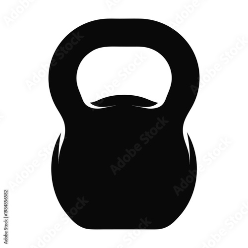 Minimalist kettlebell silhouette, fitness icon._meta isolated on White Background