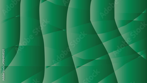 Abstract Emerald Green Wave Background with Gradient Layers, Art & Illustration