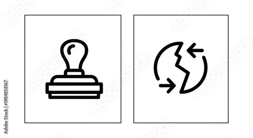 Icons illustrating clone stamp and clone tool functions with software manipulation duplicate minimalist isolated background technology function application workflow creation adjustment