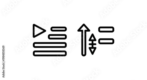 Icons for playlist and sorting or alignment with playlist alignment vertical interface playback navigation sequence arrangement organization categorization collection document minimalist