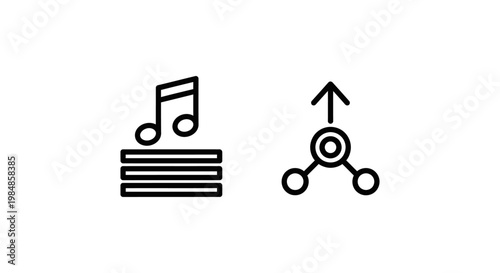 Music playlist and share icon line art with playlist connection transfer collection organization community minimalist isolated background technology interface function platform