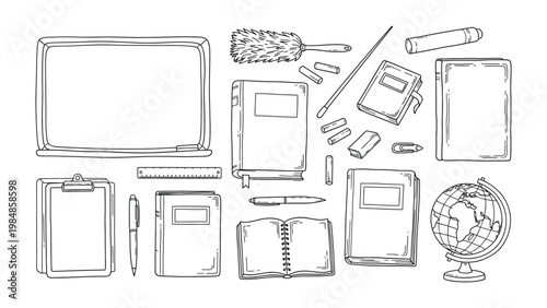 Classroom Essentials: A neat collection of essential classroom supplies, offering a glimpse into the tools and resources for learning and education.