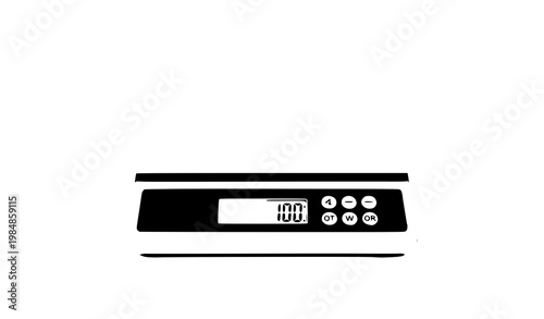 Electronic kitchen scale vector digital food weighing device illustration