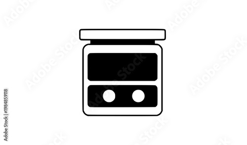 Minimal electronic kitchen scale vector digital weighing icon illustration
