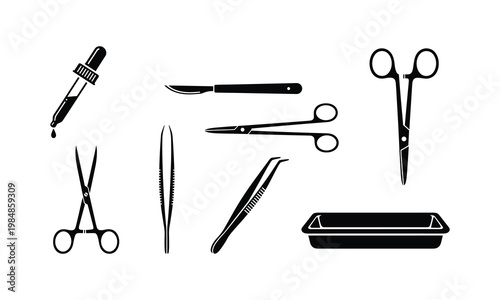 Essential surgical and medical tools illustration