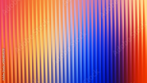 Fotografía Vibrant vertical ribbed gradient background transitions from warm orange to deep blue and red, offering a dynamic and energetic visual for creative projects and designs