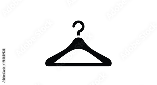 Simple black silhouette of a clothes hanger on a white background