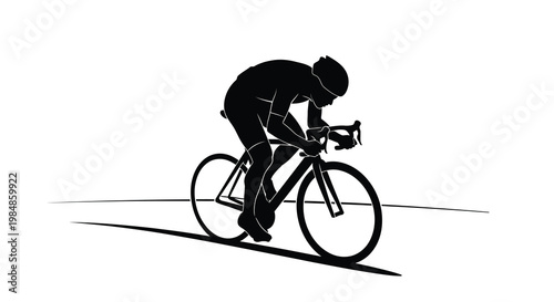 Silhouette of a cyclist riding a road bike on a simple road