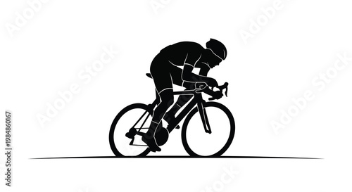 Silhouette of a cyclist riding a road bike in a dynamic pose