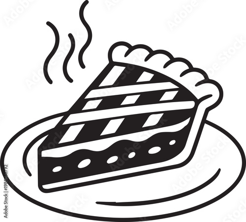 A delicious slice of freshly baked apple pie with steam rising from the top crust.