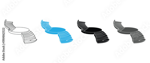 Isometric Spiral and Circular Staircase Set – Vector Connectors for Multi-Level Platforms and Architectural DesignWeb