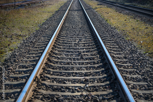 Rail tracks, concept for travel, public transit, transportation and infrastructure, selected focus