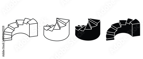 Isometric Spiral and Circular Staircase Set – Vector Connectors for Multi-Level Platforms and Architectural DesignWeb