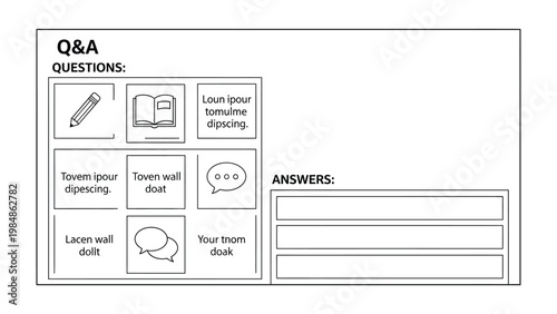 Q&A Session Layout: A structured design presenting a Q&A framework with defined sections for questions and answers, offering a template for interactive information exchange.