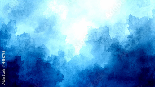 Abstract watercolor blue sky ethereal artistic atmosphere and textured moody artwork and gentle dreamy feeling and calming background illustration.