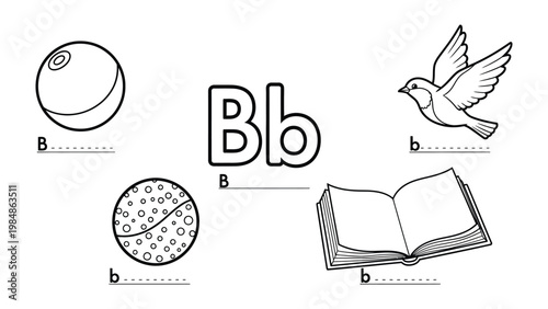 Learning Adventures with 'B': A delightful educational resource that showcases objects starting with the letter B, perfect for early childhood education and language development.