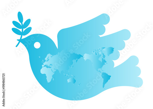 平和の鳩と世界地図(日本中心)のアイコン