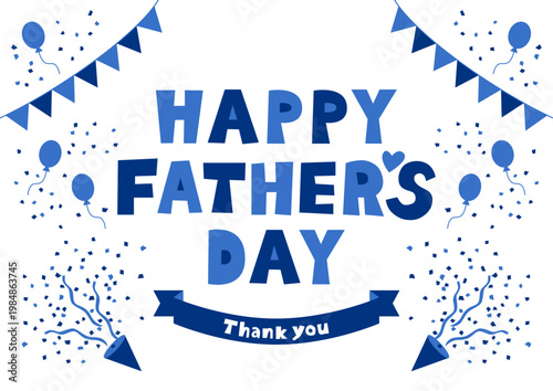 三角旗と風船とクラッカーの父の日イラスト