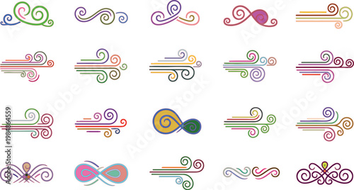 Colorful swirling lines and shapes, abstract patterns