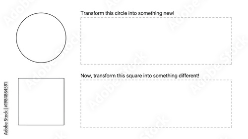 Shape Transformation Challenge: A visual puzzle presenting a geometric shapes with invitation to explore transformation concepts, encouraging creativity and problem-solving skills