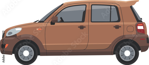 Modern brown hatchback car vector illustration isolated on white background for automotive transport city driving and family vehicle insurance graphic designs.