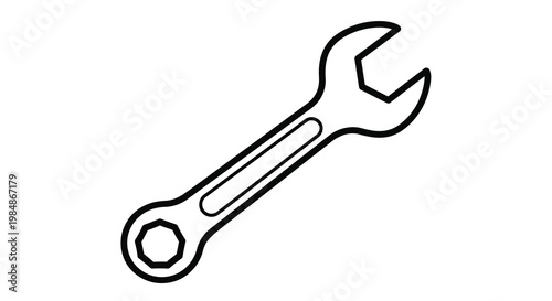 Simple black and white line drawing of an adjustable wrench tool