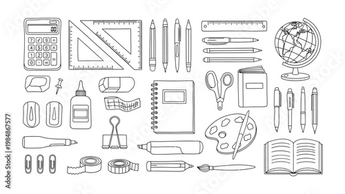 Essential Stationary Collection: A comprehensive collection of various essential stationary tools, meticulously arranged for optimal use, offers a visual delight of organization and efficiency.