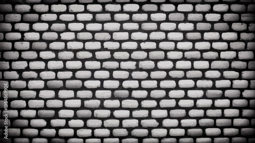 A detailed close-up of a grey brick wall texture with a vignette effect creating depth.