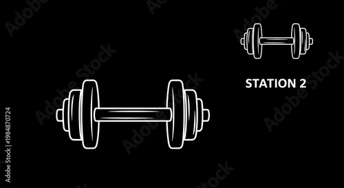 Dumbbell icon set for fitness and workout routine