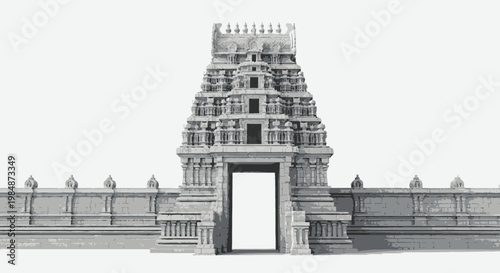 Ancient Stone Temple Gateway Architecture in India