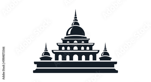 Ancient Temple Architecture Silhouette - Traditional Religious Building