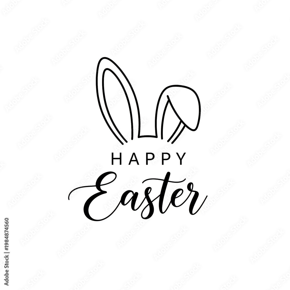 Obraz premium Draw outline rabbit ears on white for Easter day.
